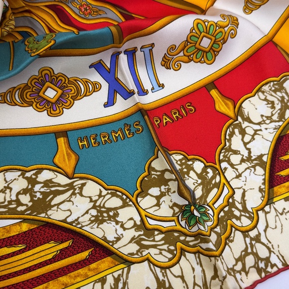 Vintage Hermes "Carpe Diem" Silk Scarf Carre 90, by Joachim Metz in 1994 - Picture 4 of 9